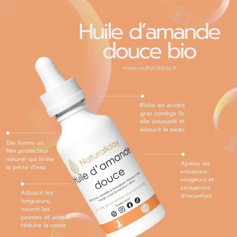 Huile d’Amande Douce Bio - 100 % pure & pressée à froid