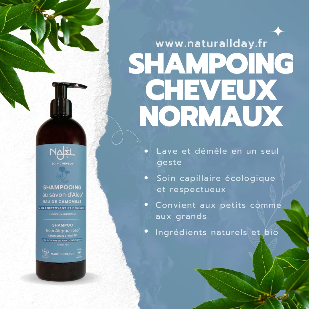 Shampoing bio au savon d'Alep pour cheveux normaux