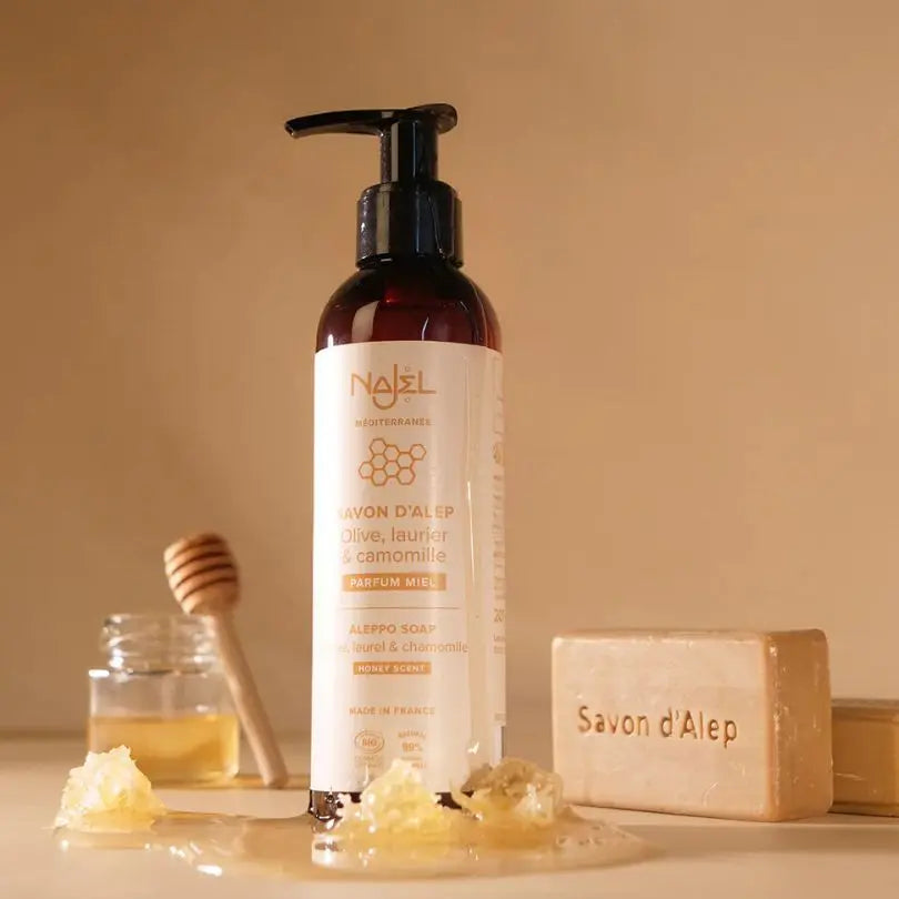 Savon d’Alep liquide parfum miel - Peaux sensibles & normales